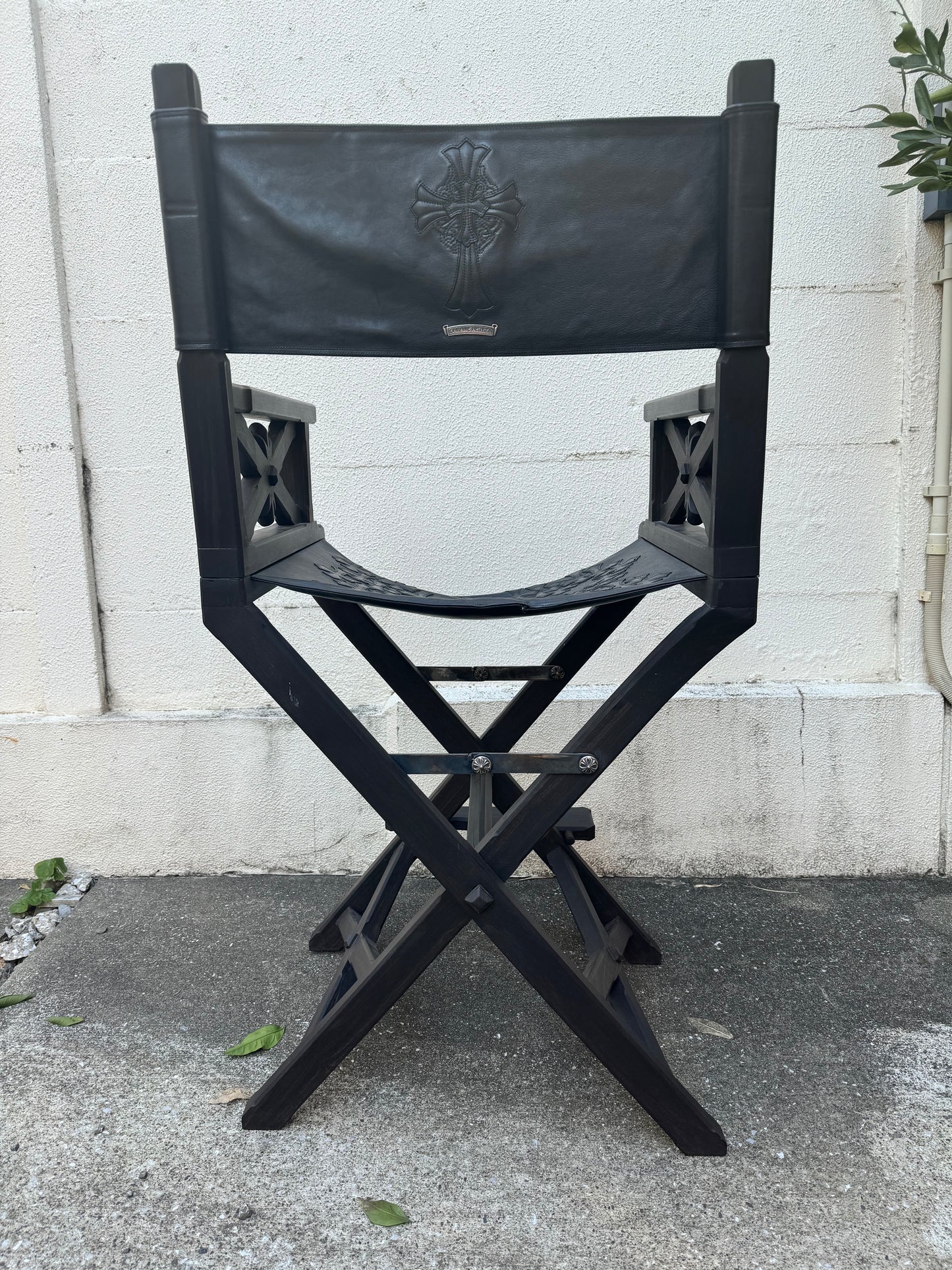 Chrome Hearts Ebony Leather Cross Patches Chair