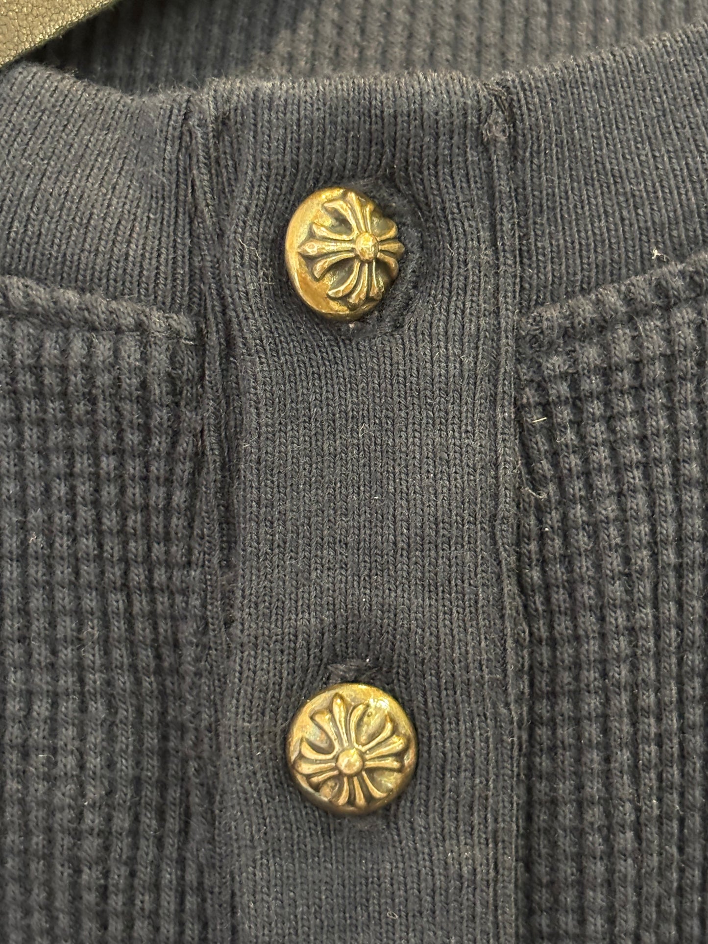 Chrome Hearts Cross Patches Henley Waffle Thermal Shirt