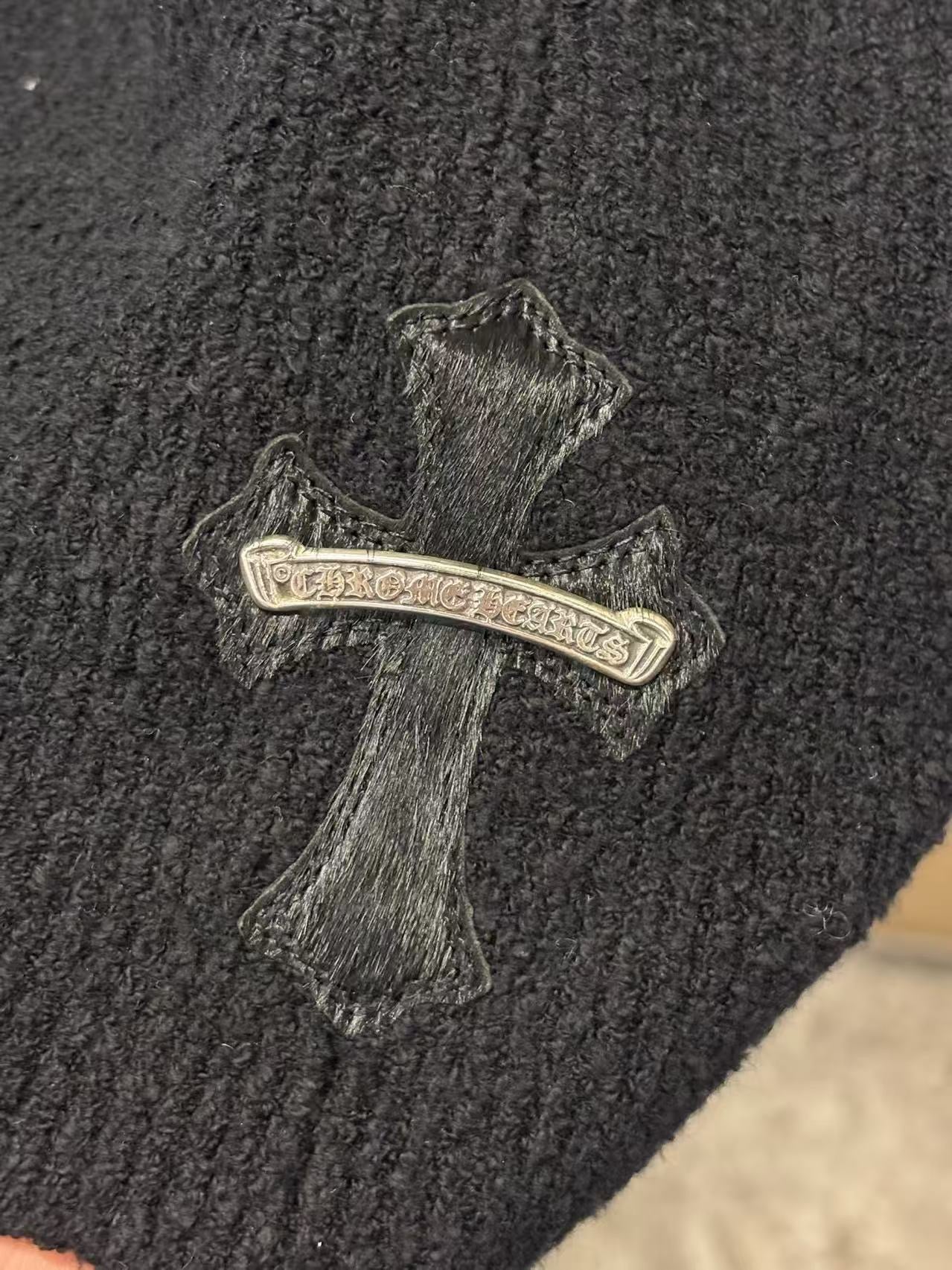 Chrome Hearts pony hair cross patches pima cotton robe coat