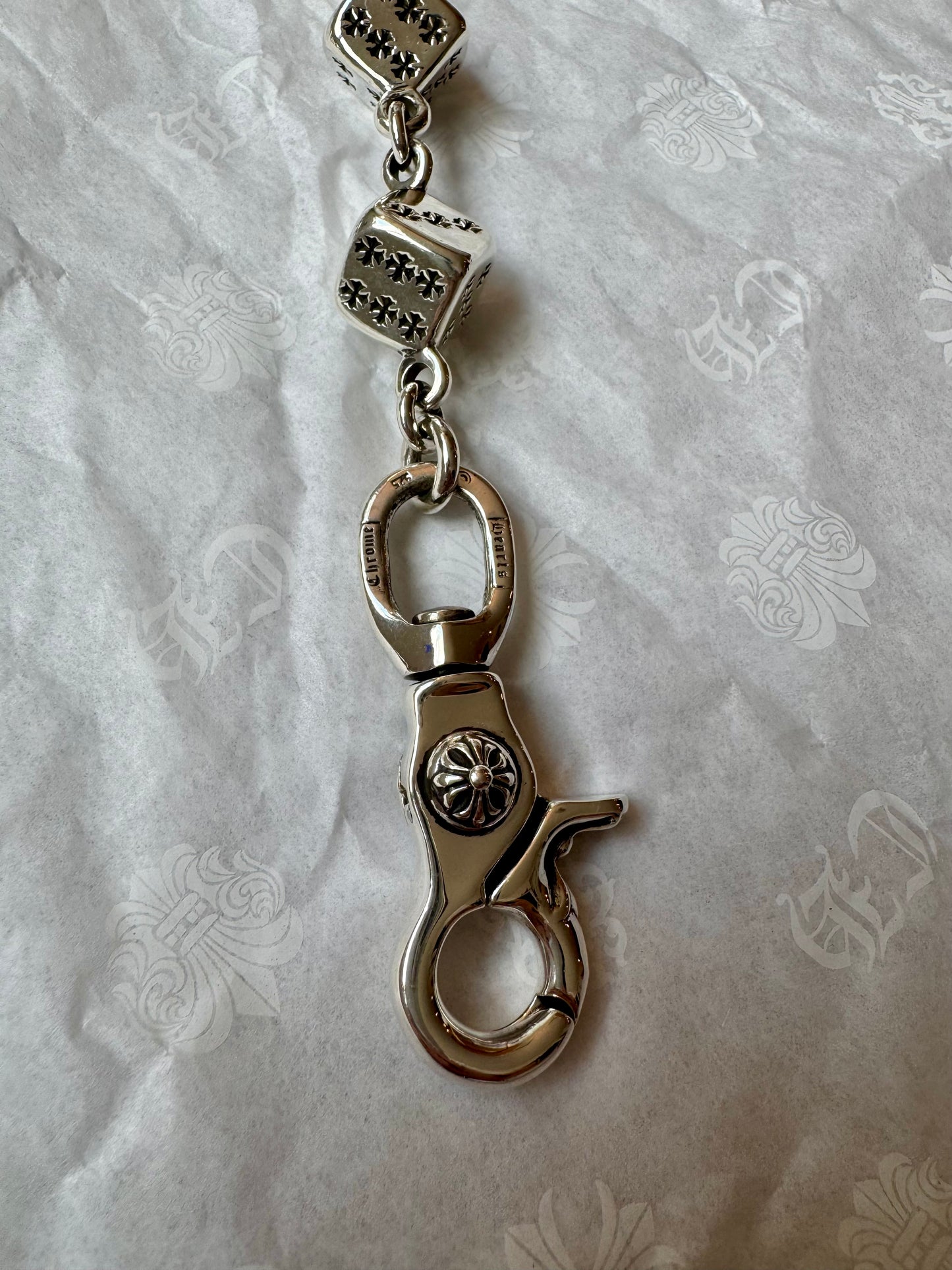 Chrome Hearts sterling silver 2 clips L13 Dice Wallet Chain
