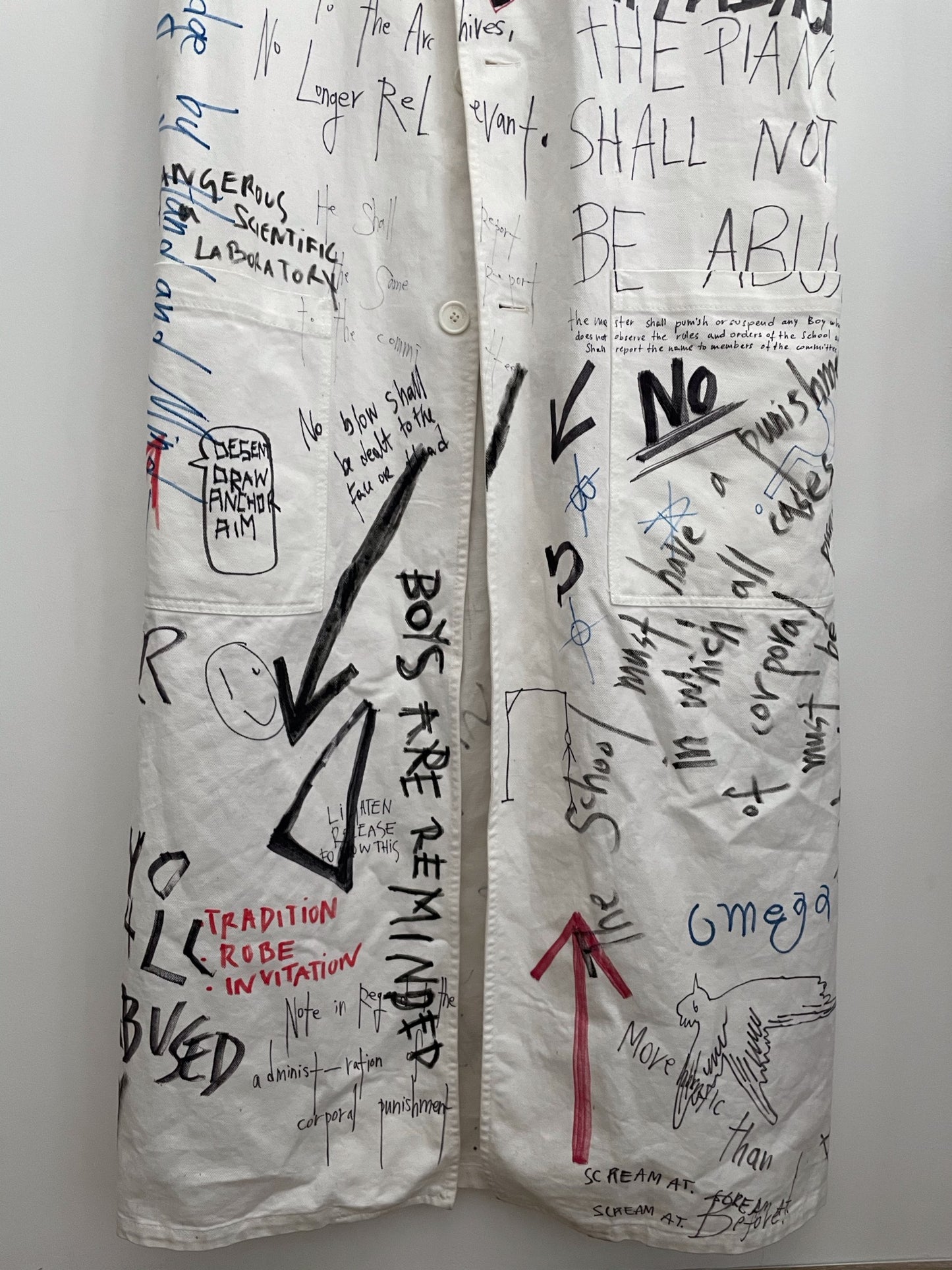 Raf Simons Fw15 graffiti handscript vest Lab coat