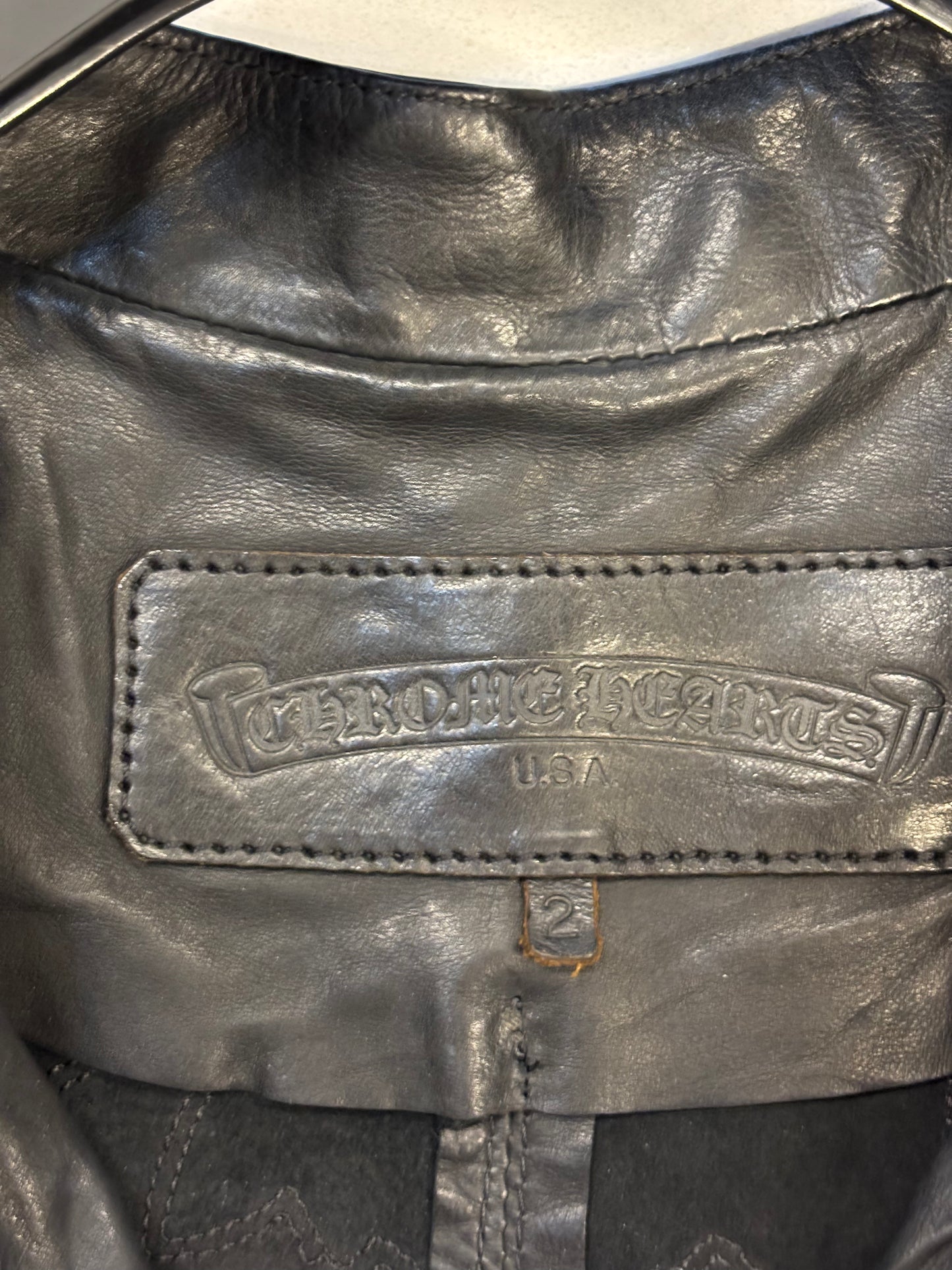 Chrome Hearts 1 of 1 Full Patches Leather EZ Rider Pullover Jacket