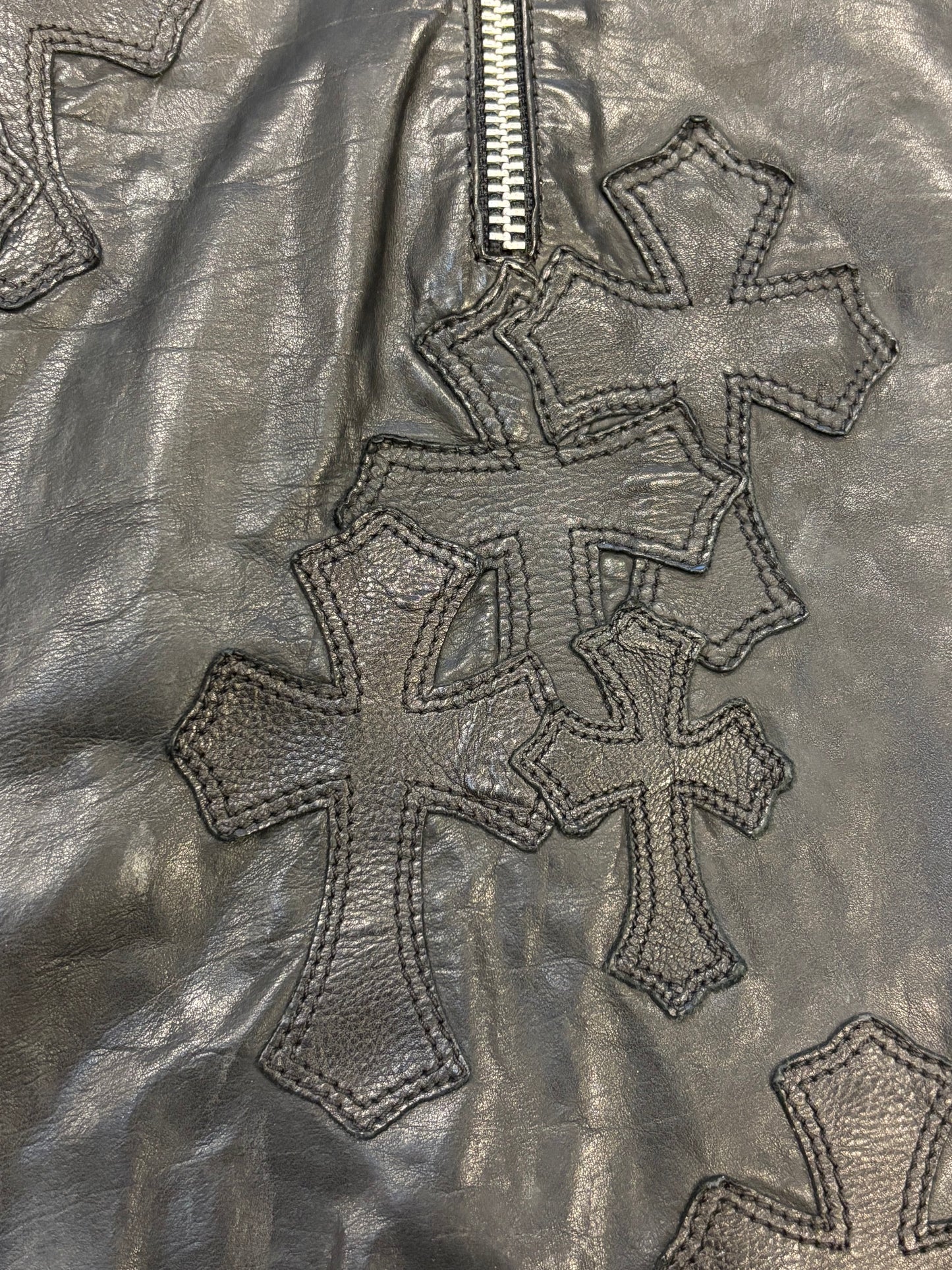 Chrome Hearts 1 of 1 Full Patches Leather EZ Rider Pullover Jacket
