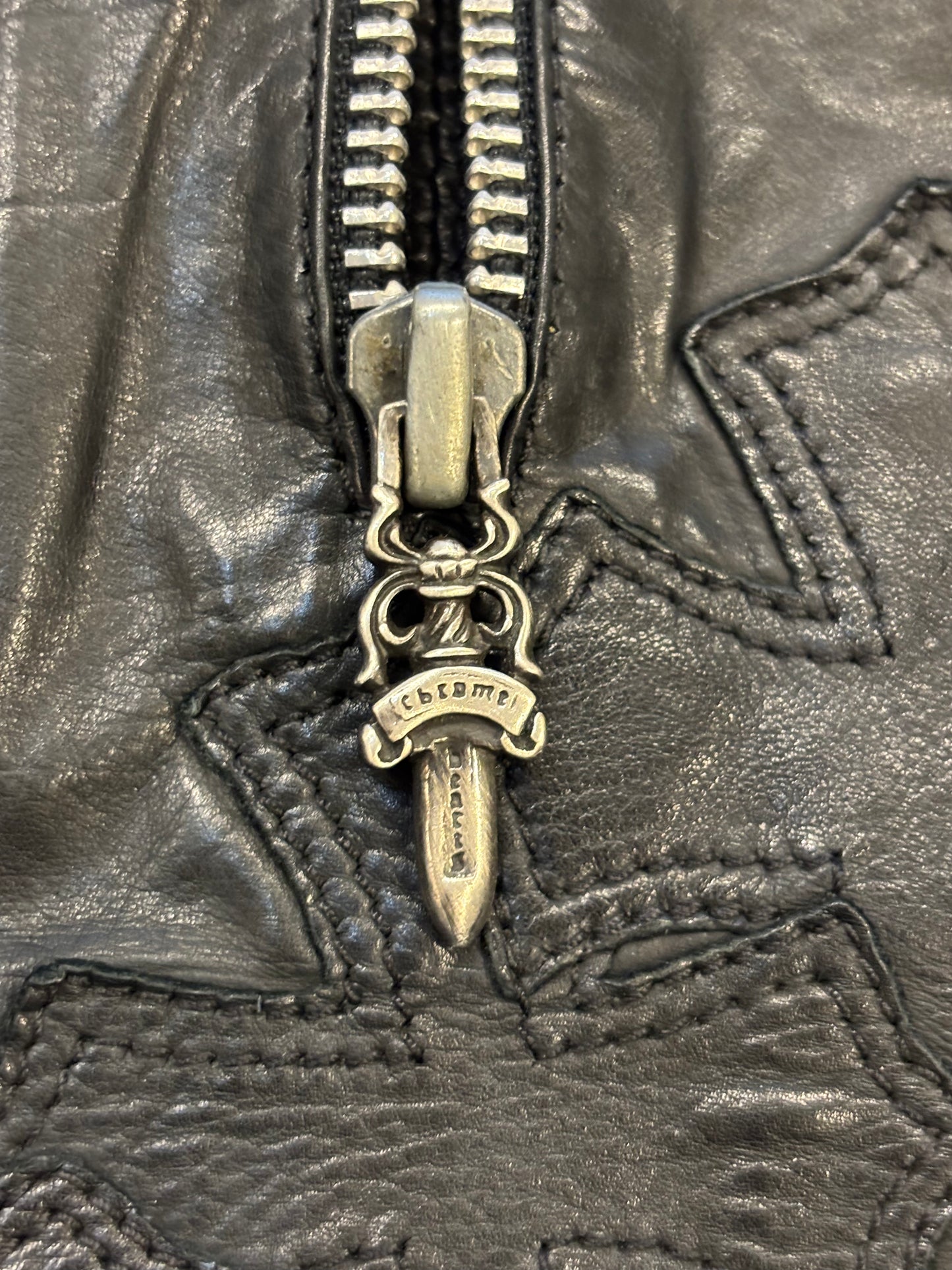 Chrome Hearts 1 of 1 Full Patches Leather EZ Rider Pullover Jacket