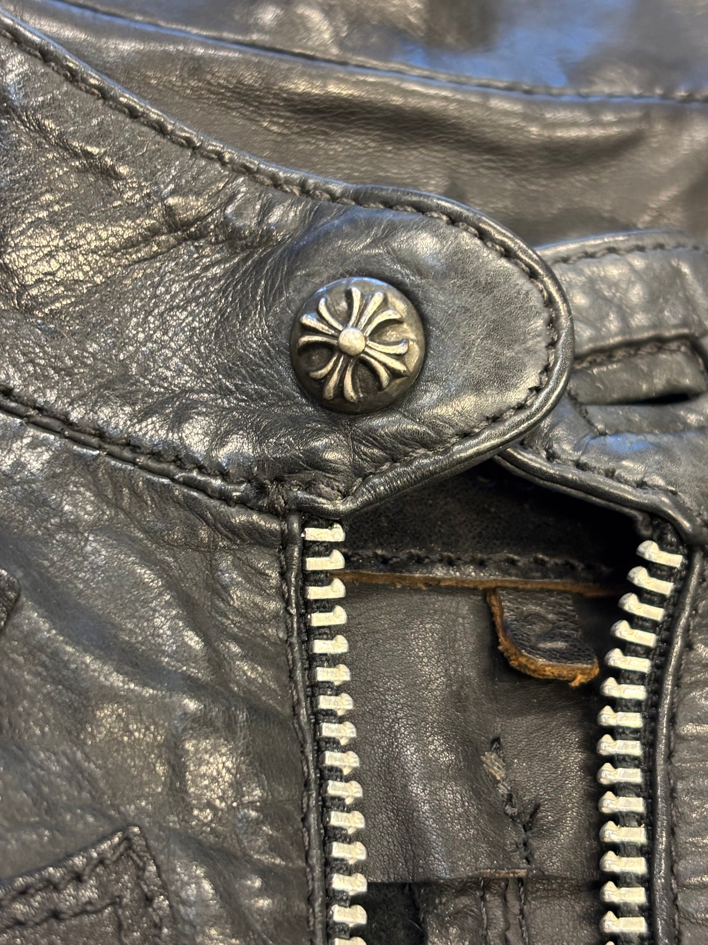 Chrome Hearts 1 of 1 Full Patches Leather EZ Rider Pullover Jacket