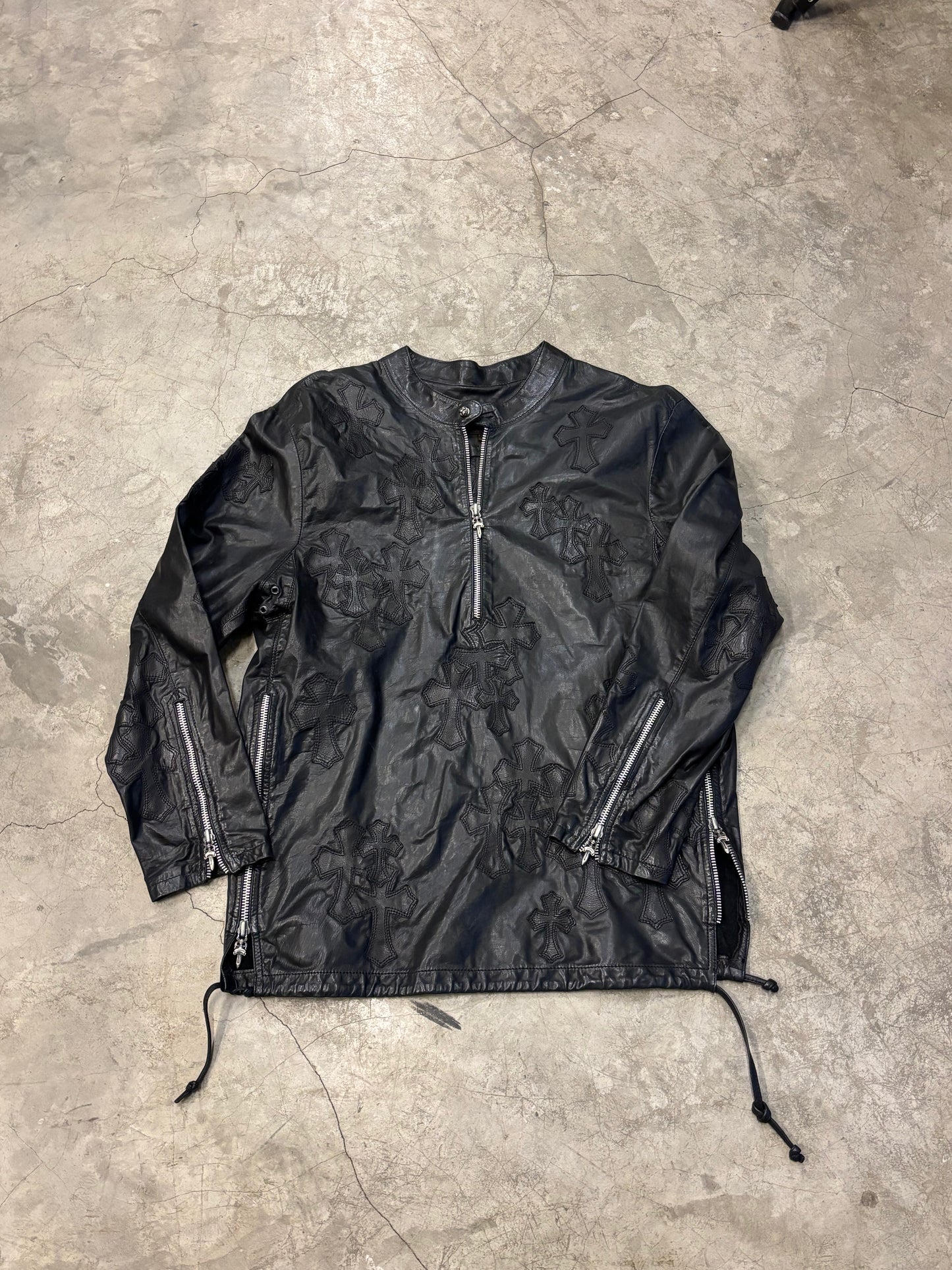 Chrome Hearts 1 of 1 Full Patches Leather EZ Rider Pullover Jacket