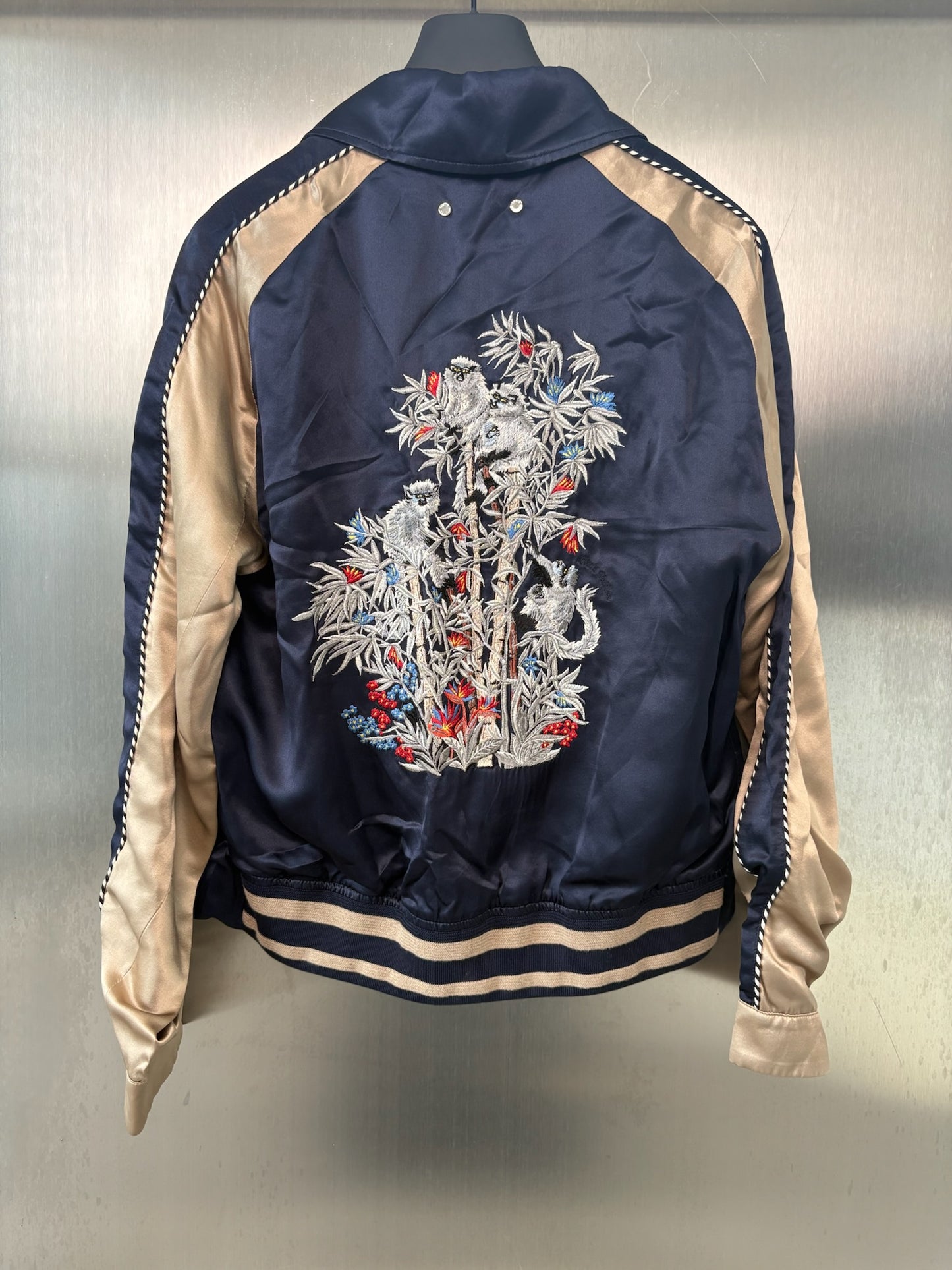 Louis Vuitton SS16 Silk-Blend Monkey Embroidery Souvenir Jacket