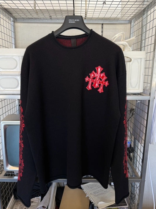 Chrome Hearts Cashmere Sweater Triple Cross Leather Patches