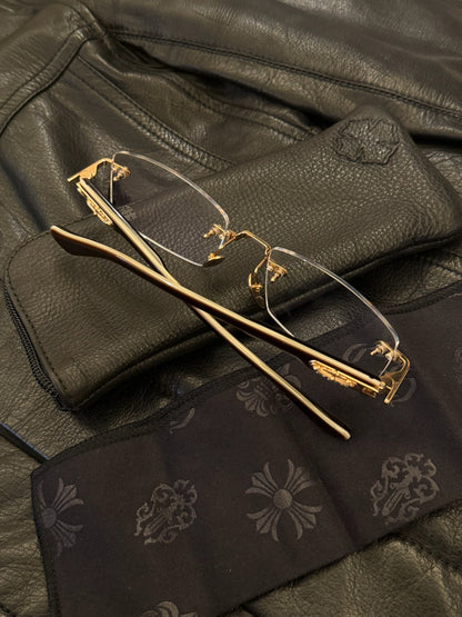 CHROME HEARTS DEEP I Gold Plated White Ebony Varnish glasses