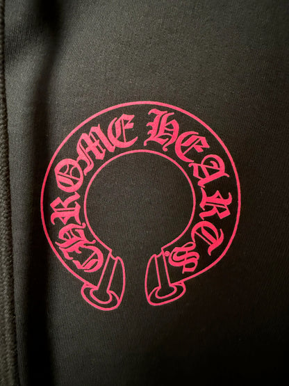 Chrome Hearts Black pink horseshoe zip up