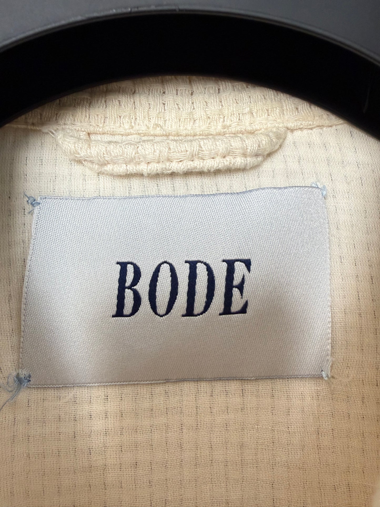 BODE Off-White Basket Weave Zip-Up Jacket