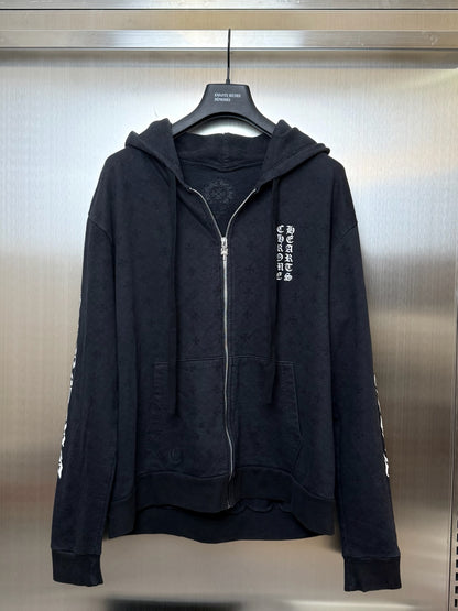 Chrome Hearts All Over Print monogram zip Up hoodie