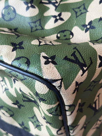 Louis Vuitton X Takashi Murakami 2008 Keepall Bandouliere Monogramouflage 55 Green