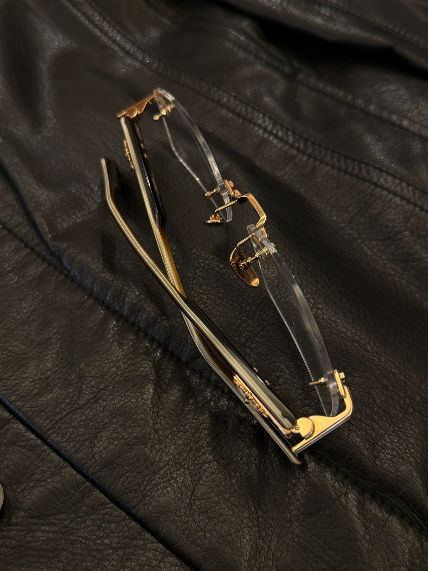 CHROME HEARTS DEEP I Gold Plated White Ebony Varnish glasses