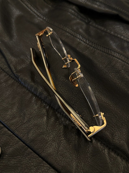 CHROME HEARTS DEEP I Gold Plated White Ebony Varnish glasses
