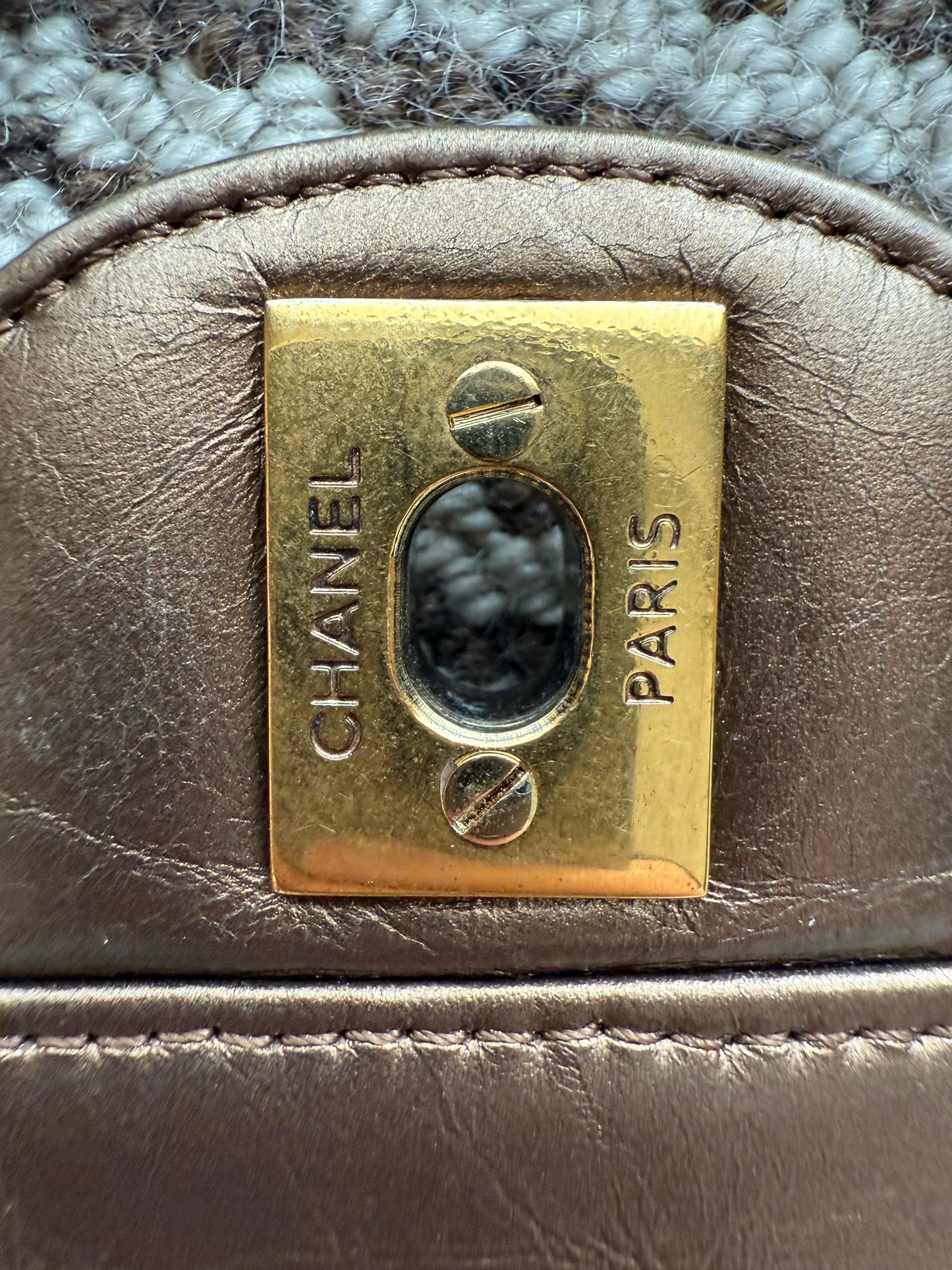 Chanel metallic bronze-toned quilted embossed Logo Classic Flap Bag