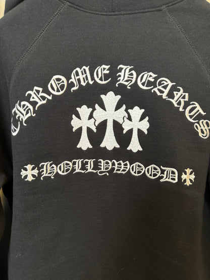 Chrome Hearts Hollywood triple cross embroidery hoodie zip up