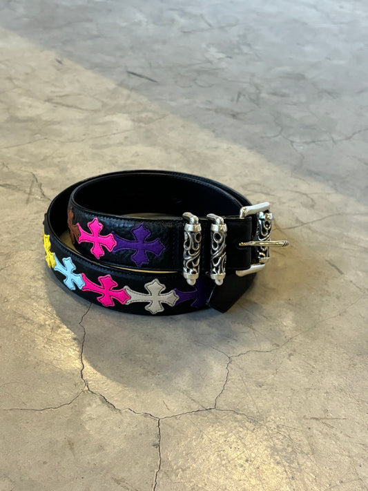 Chrome Hearts multi color cross patches roller belt 34