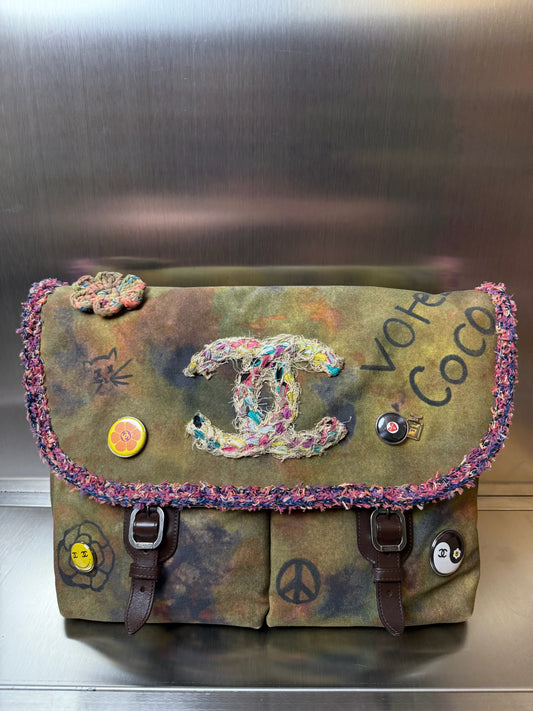 Chanel 15S on the pavements graffiti messenger bag