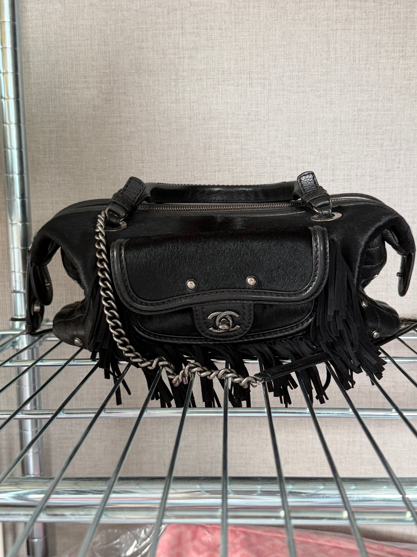 Chanel Paris Dallas Calfskin Ponyhair Fringe Bowling Bag