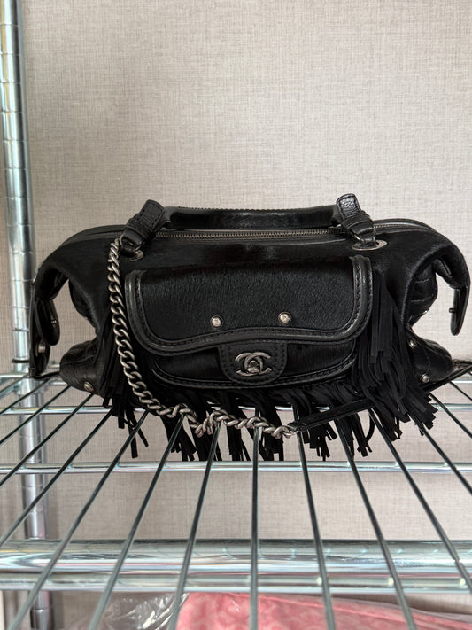 Chanel Paris Dallas Calfskin Ponyhair Fringe Bowling Bag