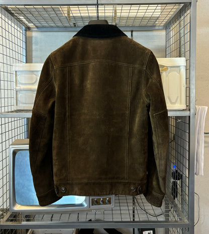 Berluti FW17 Brown Suede Jacket With Corduroy Collar