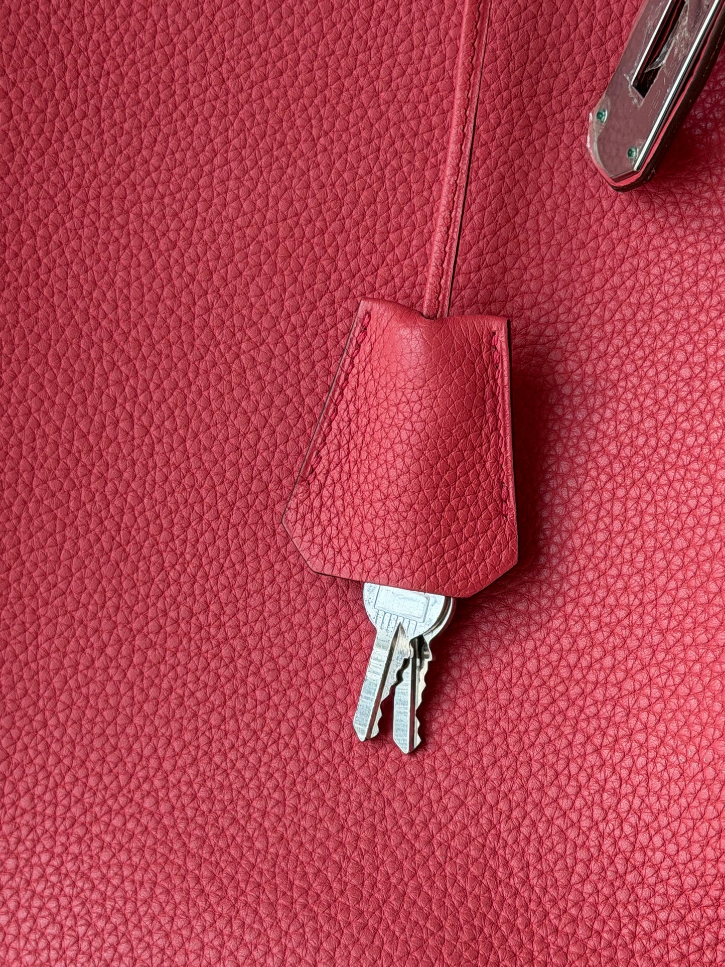 Hermes HAC 40 Bougainvillea Red Togo Leather Palladium Hardware Handbag