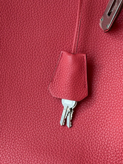 Hermes HAC 40 Bougainvillea Red Togo Leather Palladium Hardware Handbag