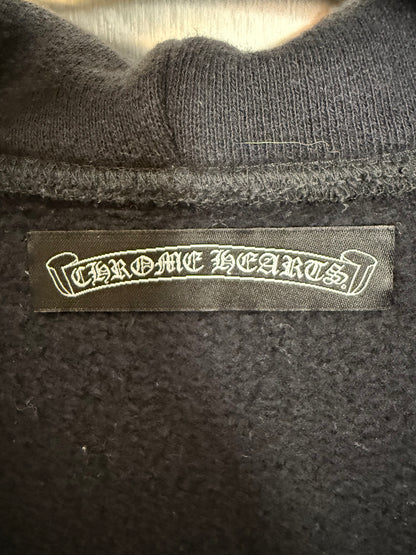 Chrome Hearts Silver Cross Leather Patches Zip Up Hoodie