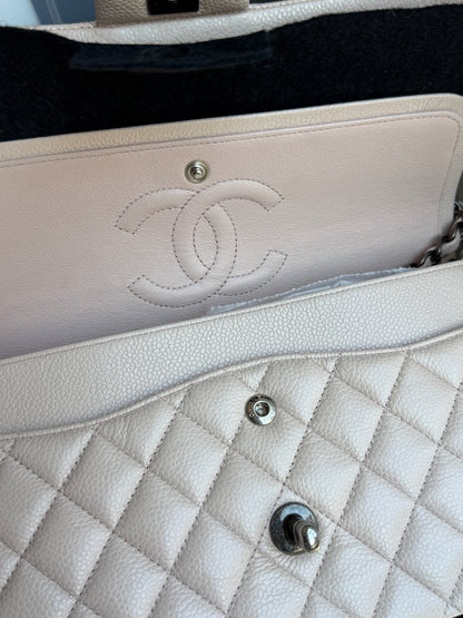 Chanel 2016 Caviar Leather Light Pink Medium Classic Flap