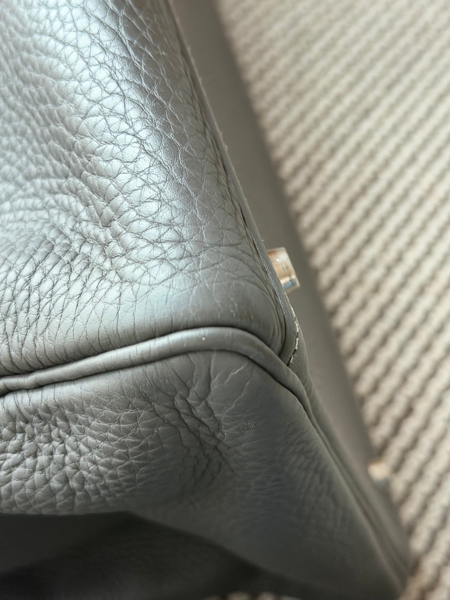 Hermes Kelly 50 Etain Grey Togo Leather Travel Bag