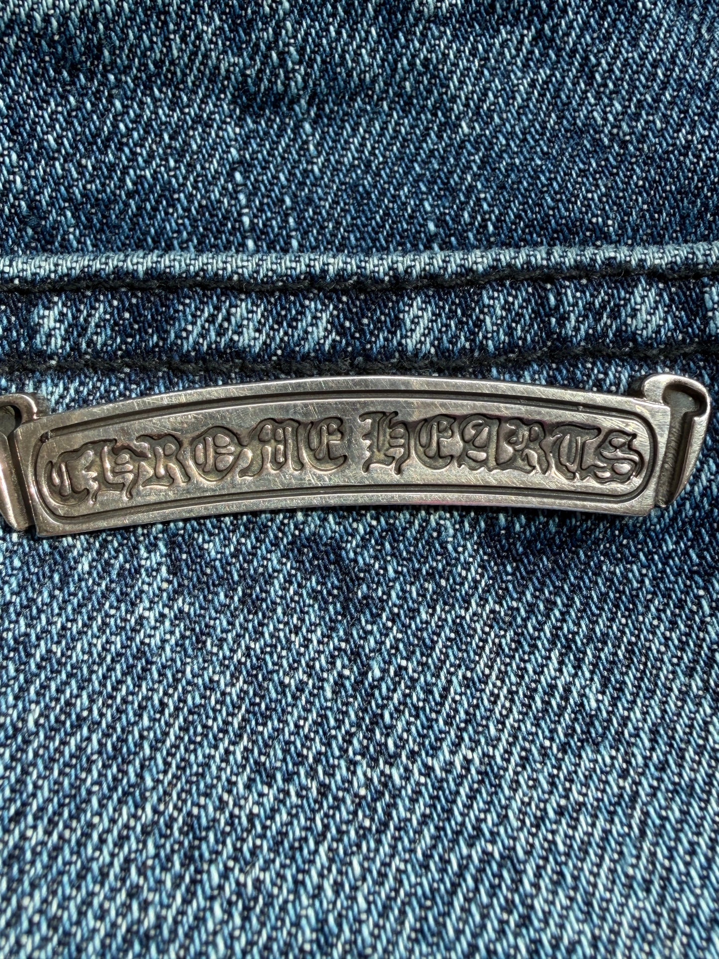 Chrome Hearts Multicolor Cross Patches Blue Jeans