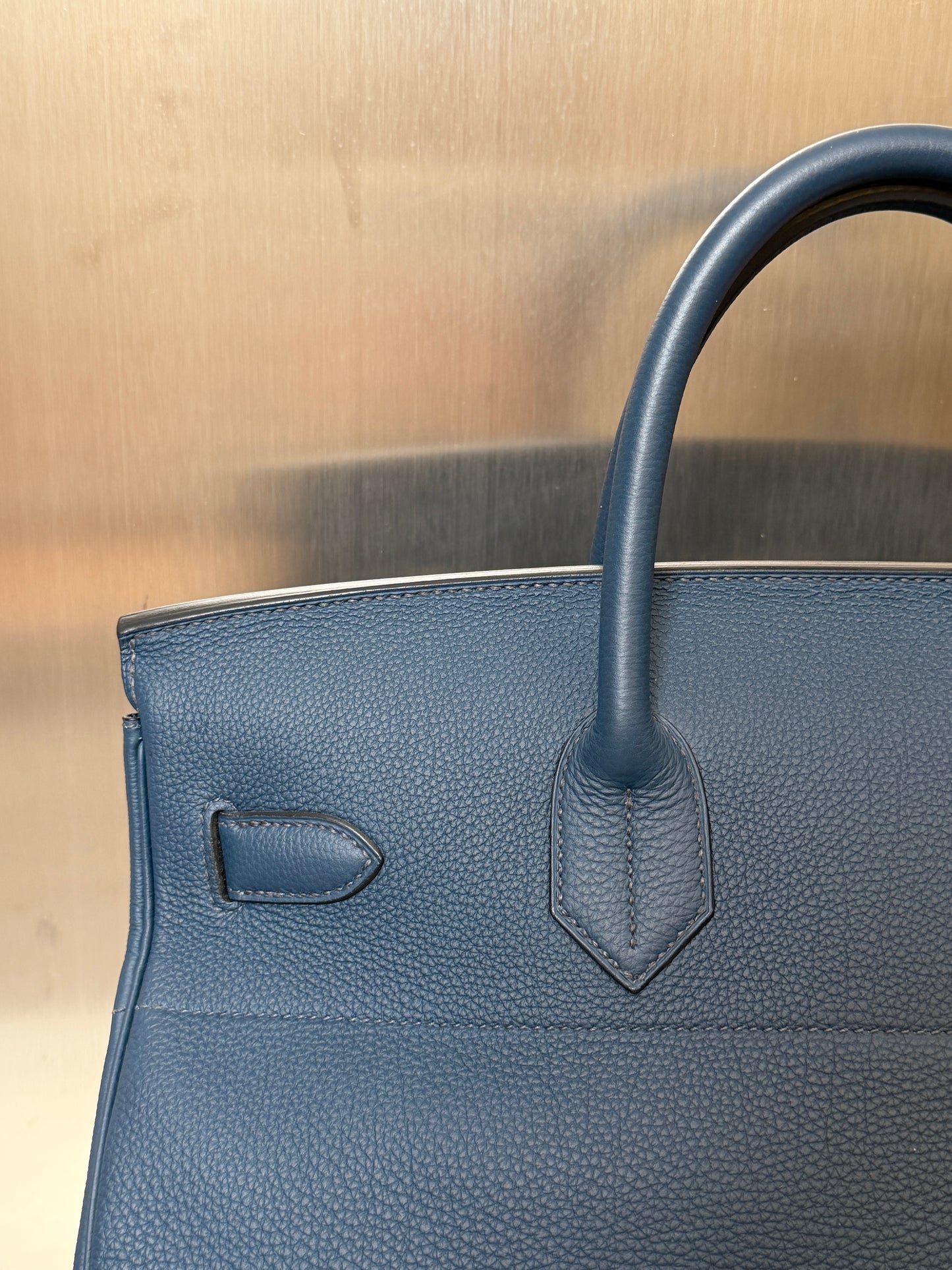 Hermes HAC 40 Blue Togo Leather Palladium Hardware Bag