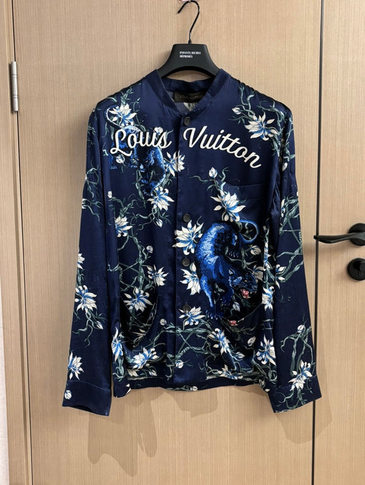Louis Vuitton SS16 Blue Panther Silk Shirt