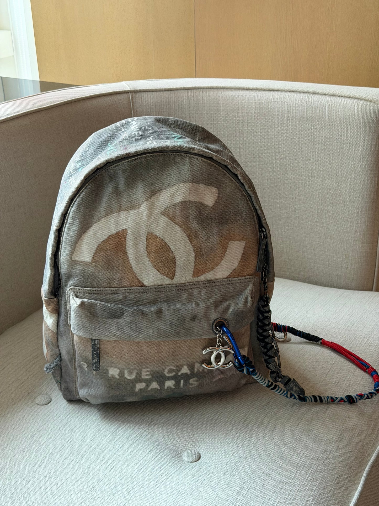 Chanel RARE Large Gray Graffiti Backpack