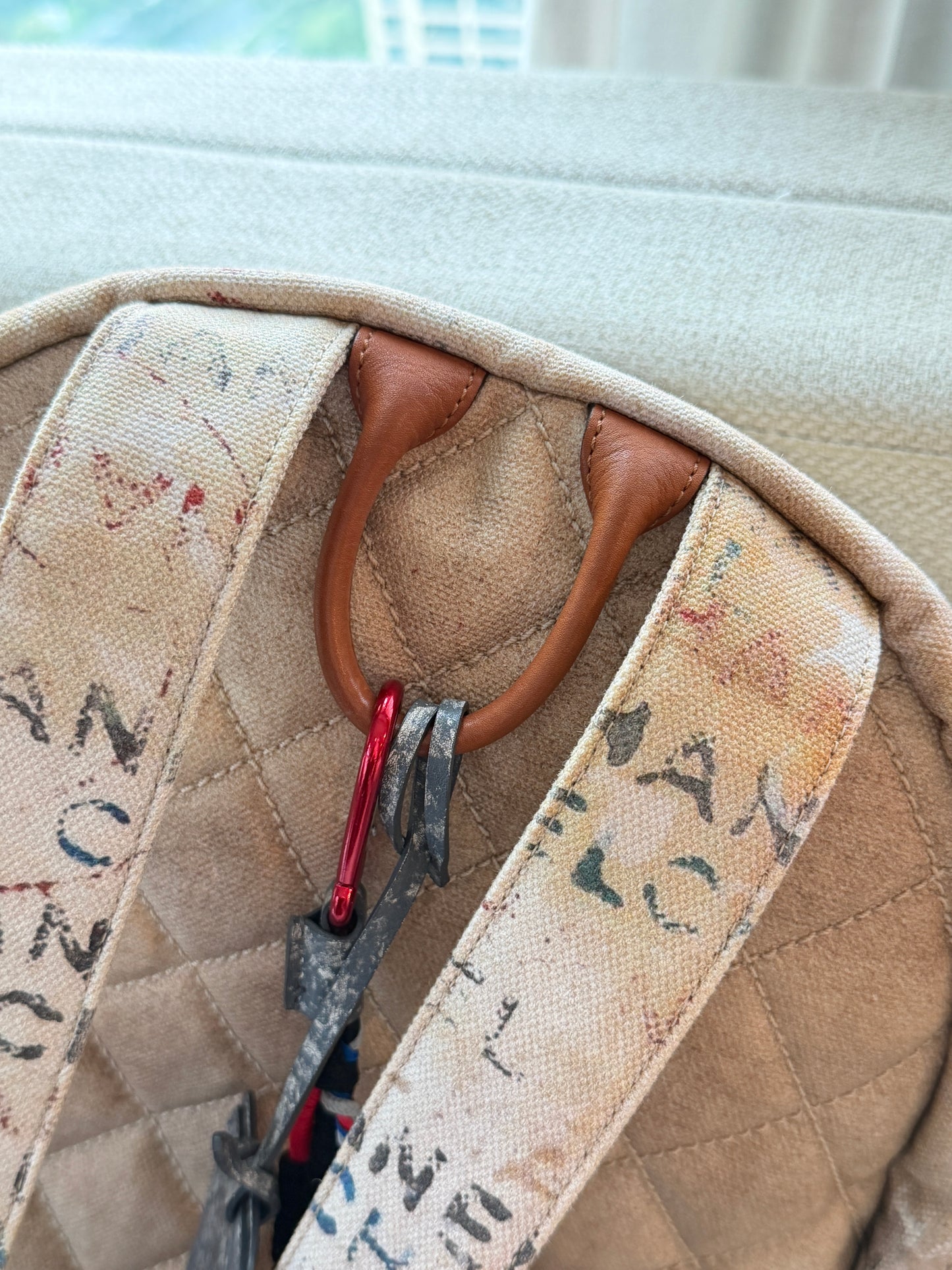 Chanel 2014 Large Art School Beige Graffiti Backpack