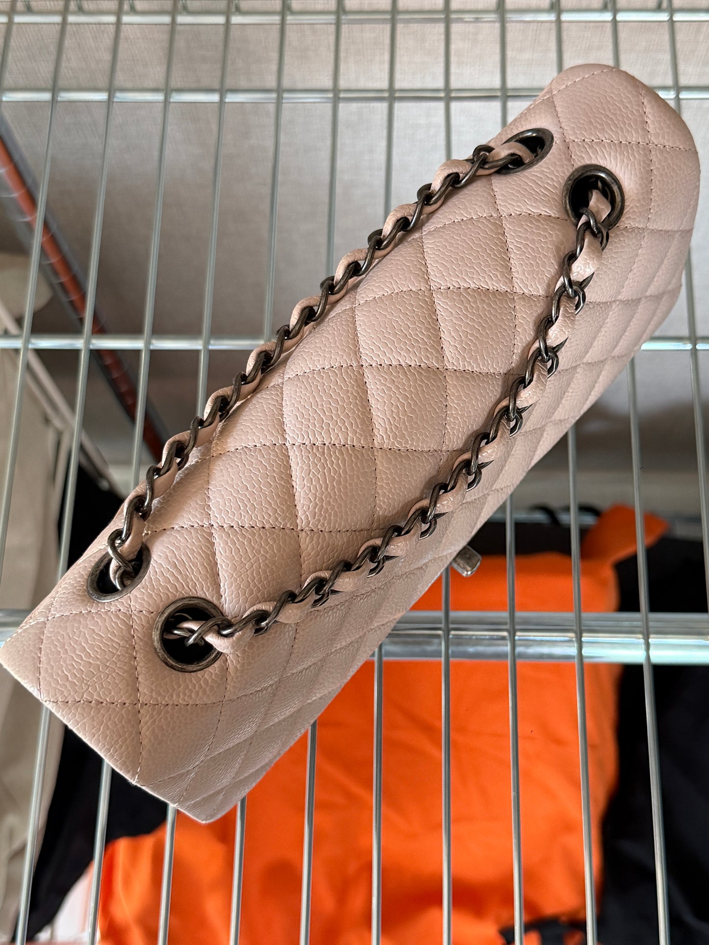 Chanel 2016 Caviar Leather Light Pink Medium Classic Flap