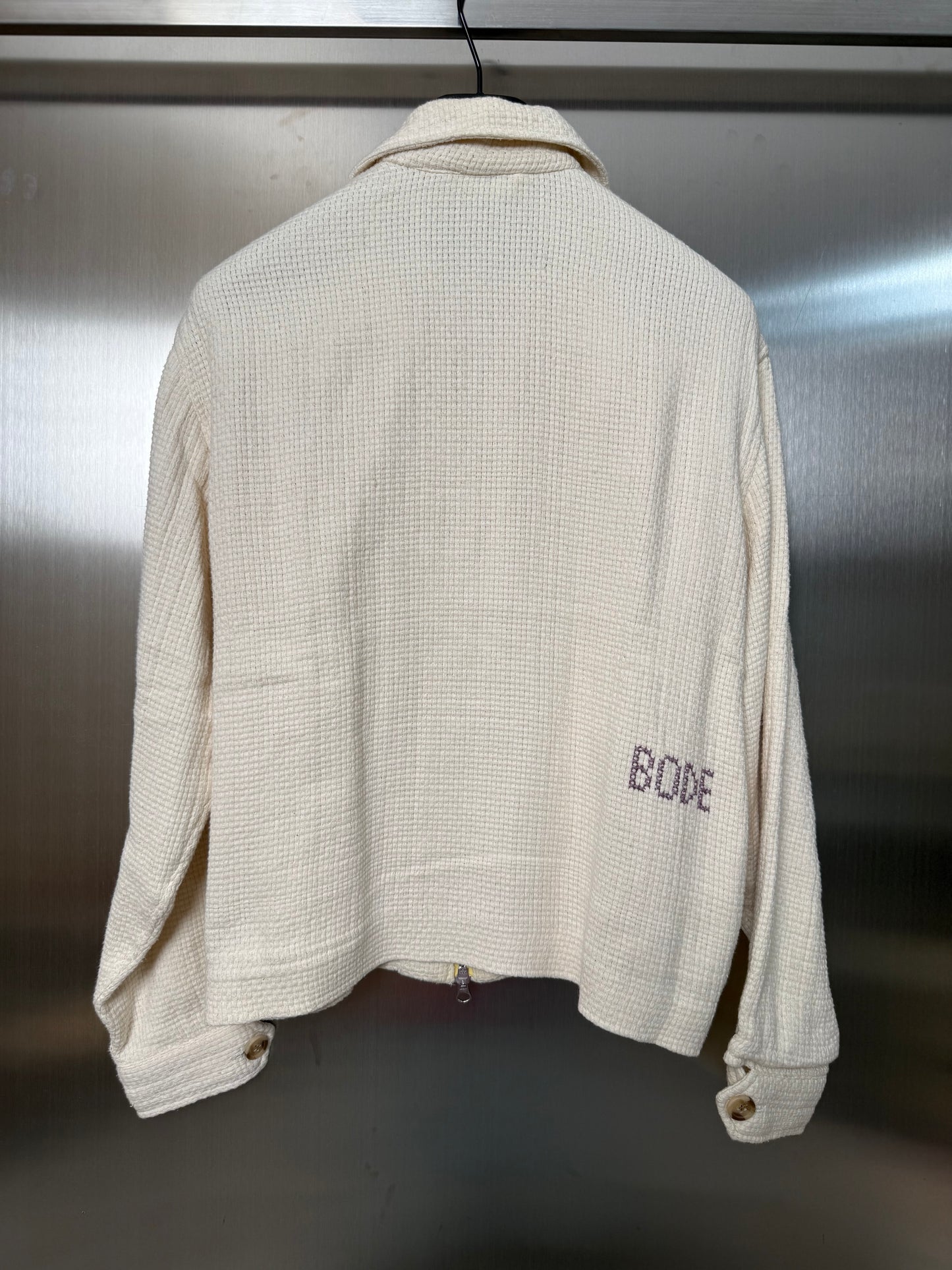 BODE Off-White Basket Weave Zip-Up Jacket