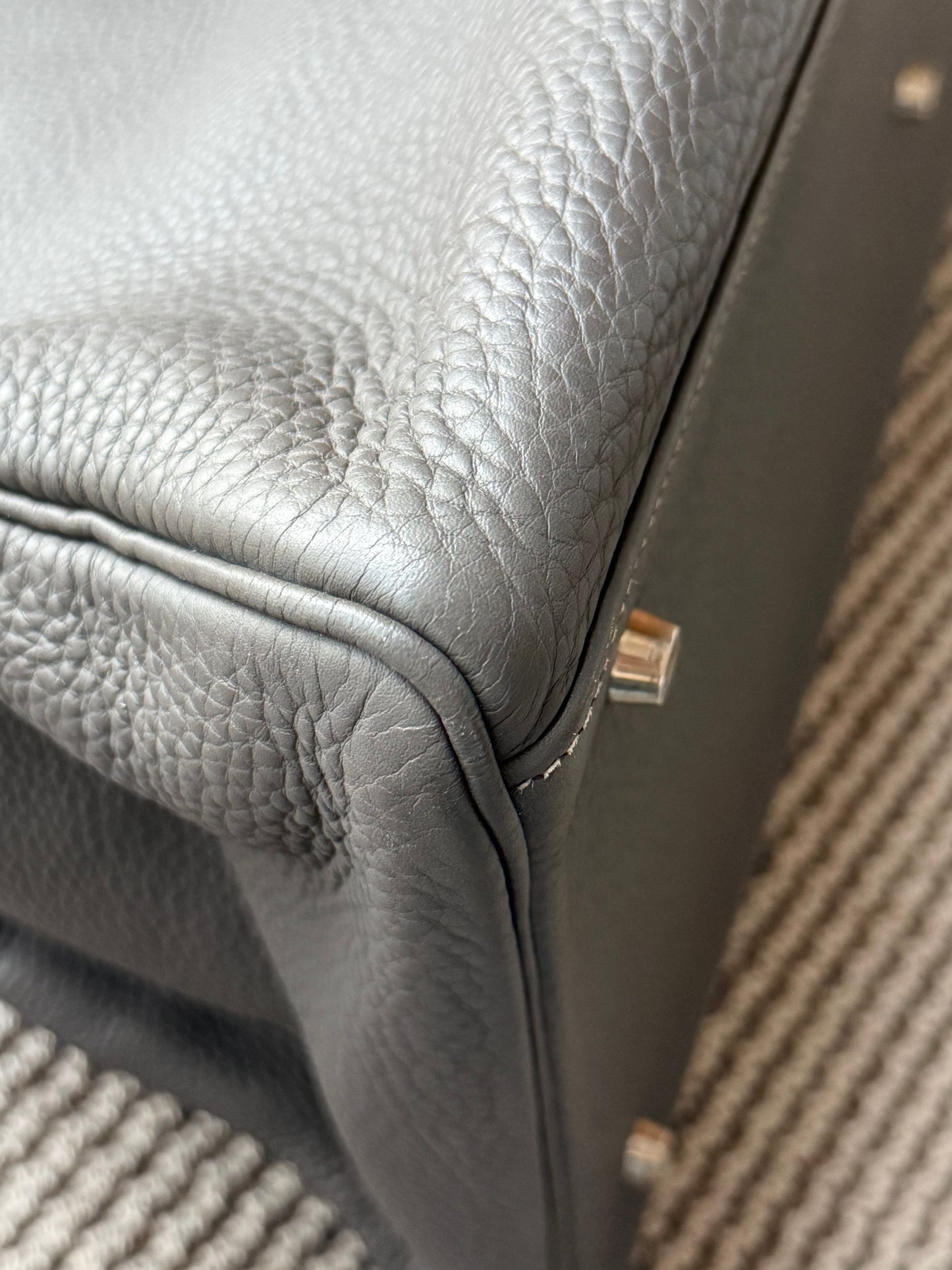 Hermes Kelly 50 Etain Grey Togo Leather Travel Bag