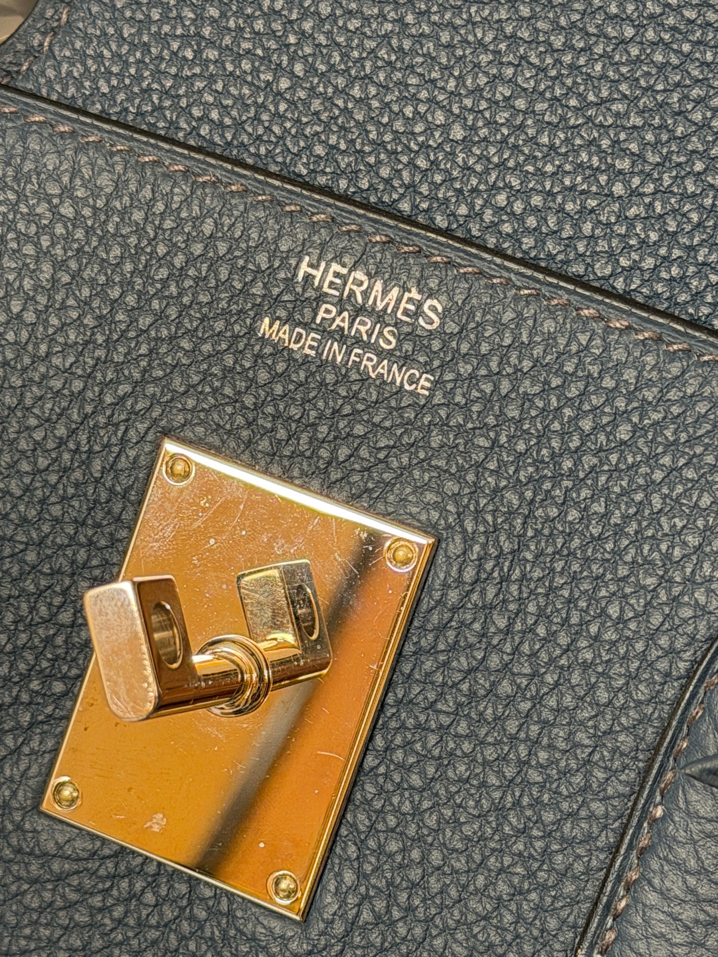 Hermes HAC 40 Blue Togo Leather Palladium Hardware Bag