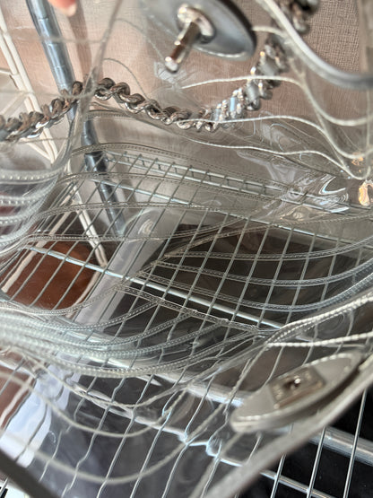 Chanel 2018 Transparent Quilted PVC Droplet Hobo Bag
