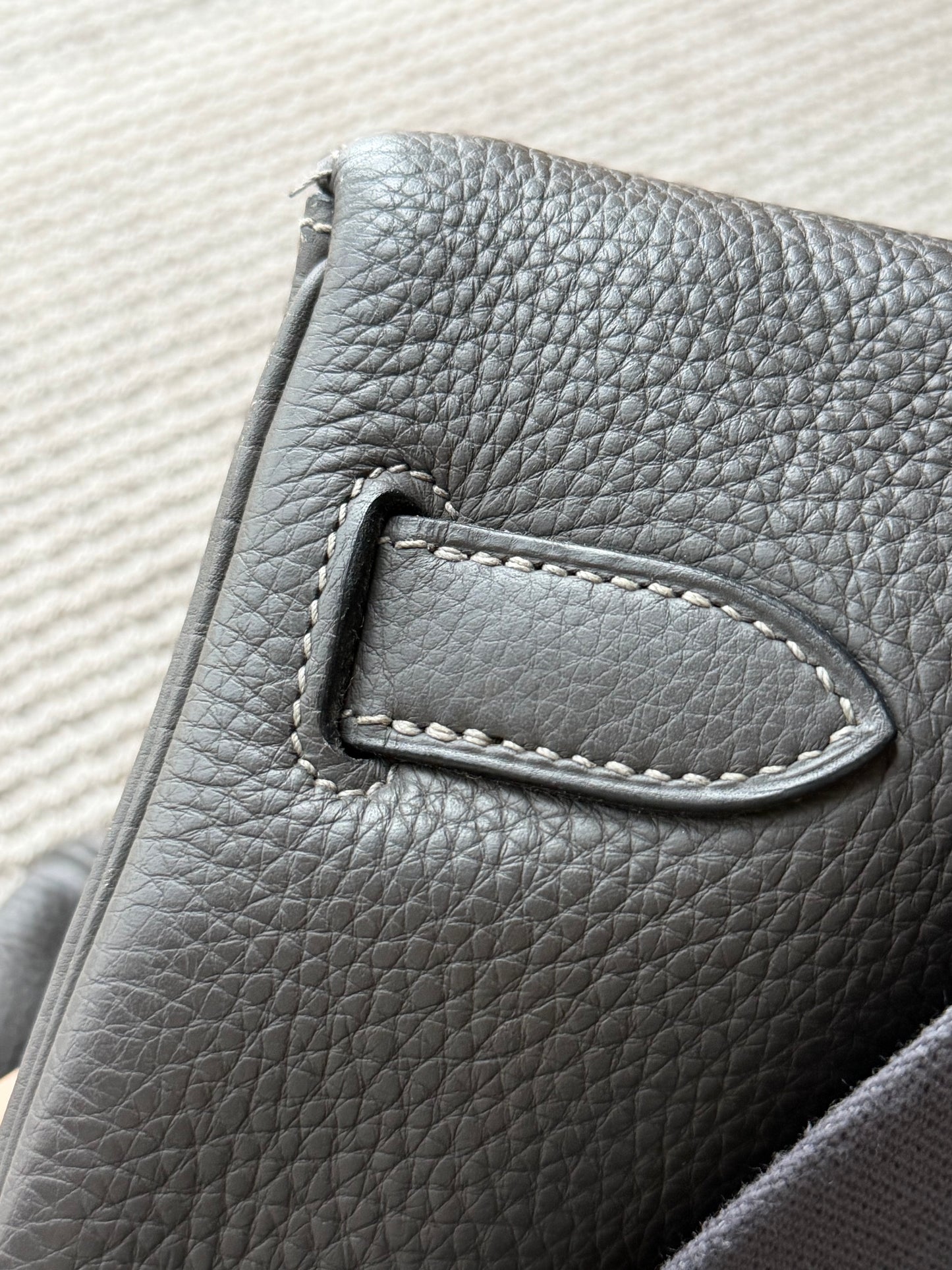 Hermes Kelly 50 Etain Grey Togo Leather Travel Bag