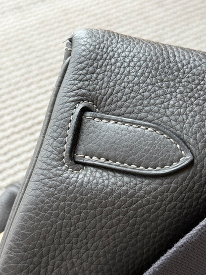 Hermes Kelly 50 Etain Grey Togo Leather Travel Bag