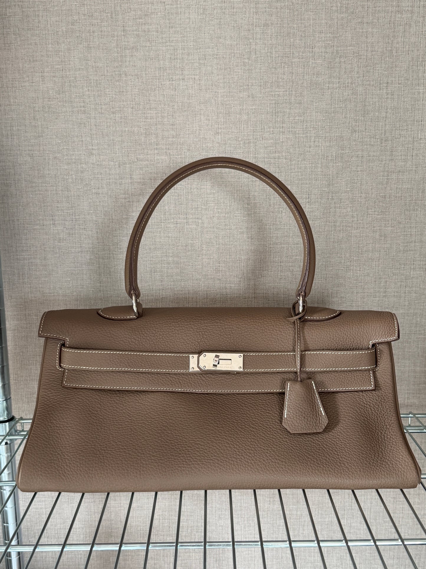 Hermes Kelly Shoulder Etoupe Togo Leather HW
