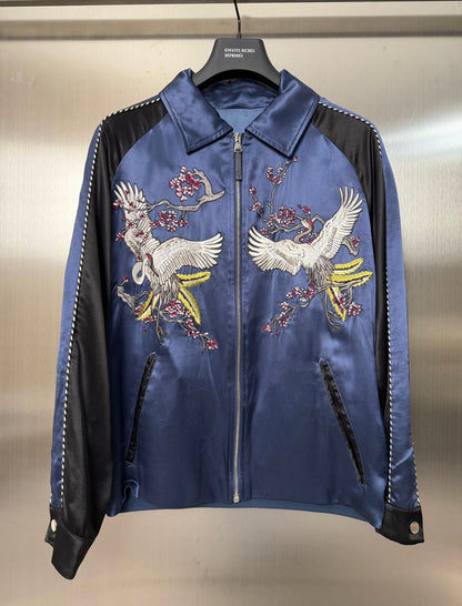 Louis Vuitton SS16 Crane Embroidery silk souvenir jacket