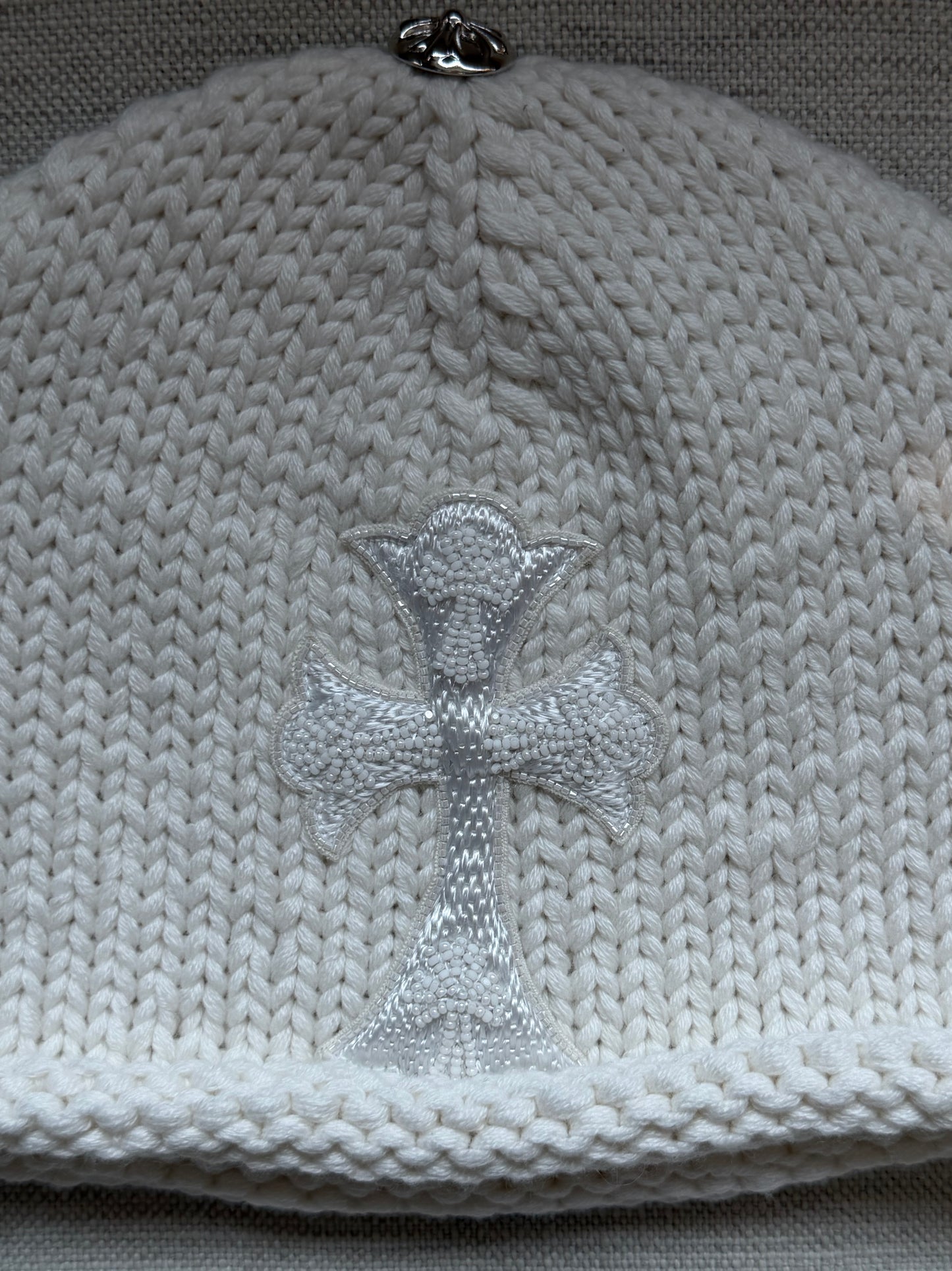 Chrome Hearts Beaded White Beanie