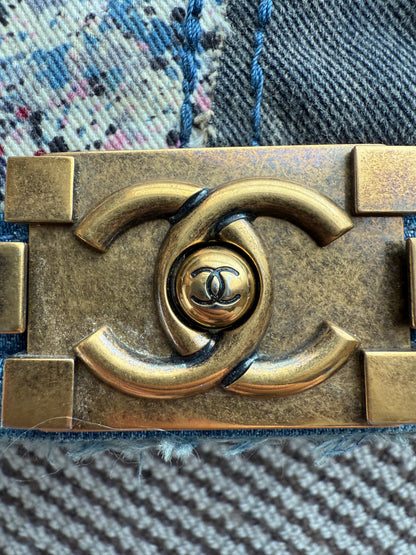Chanel 14A Paris Dallas denim patches boy bag