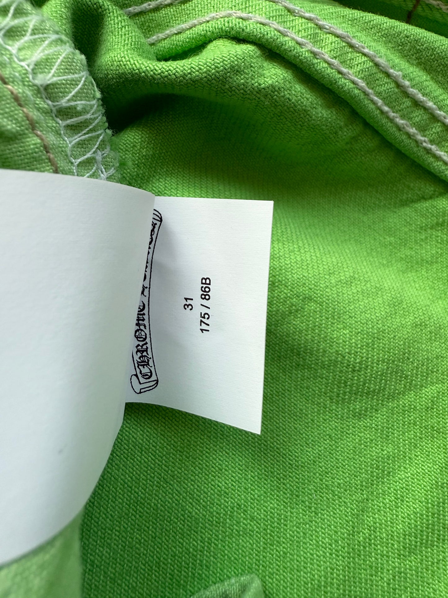 Chrome Hearts 2025 Levi’s 501 Neon Green & Black flooded Cross Patches Jeans