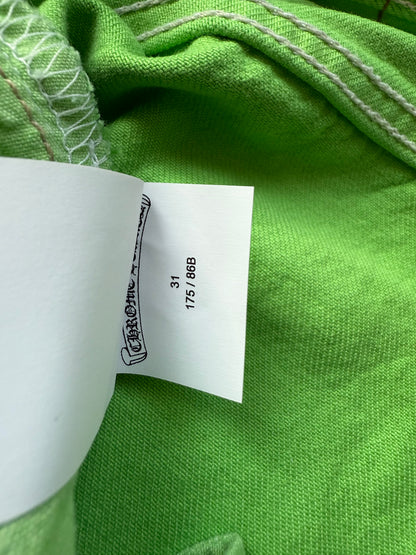 Chrome Hearts 2025 Levi’s 501 Neon Green & Black flooded Cross Patches Jeans