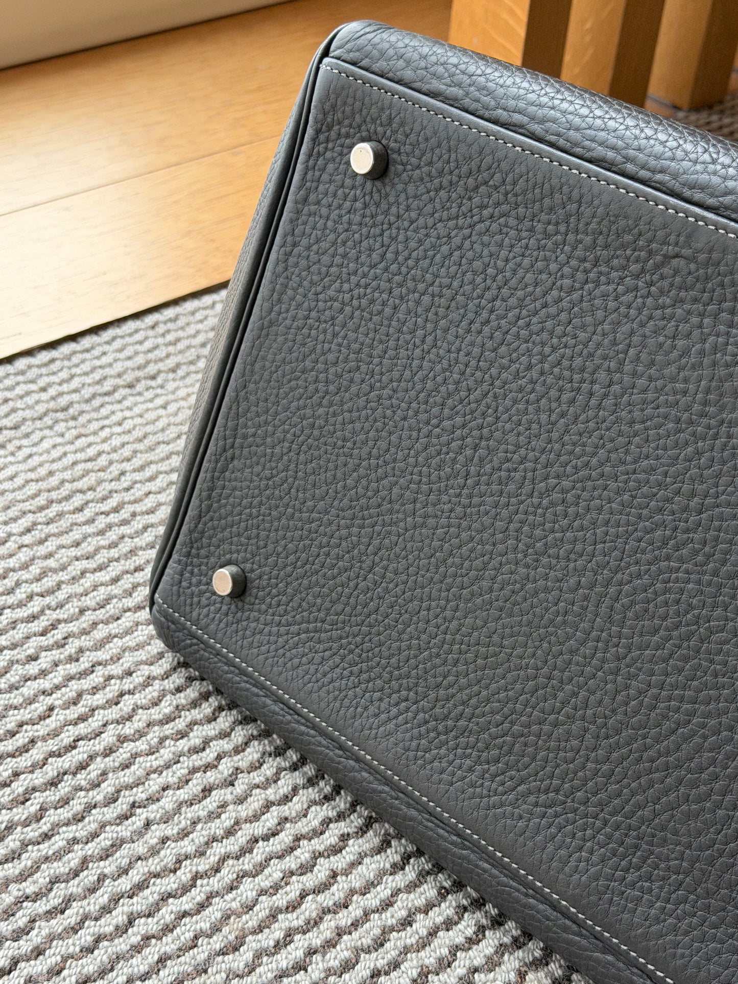 Hermes Kelly 50 Etain Grey Togo Leather Travel Bag